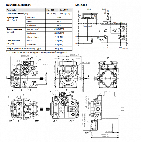 H1P100R Гидронасос аксиально-поршневой Sauer Danfoss 83015024 / H1P100RBAA5C2ND3HG9H2L42L42DM24PNNNNNNN