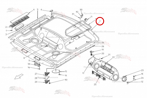 Потолок крыши кабины B81.01021 для свеклоуборочного комбайна Grimme Rexor 620/630