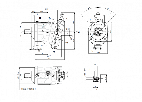 A6VM115 Гидромотор аксиально-поршневой BOSCH REXROTH A6VM115DA0000007B/71MWV0P4Z91D0-S ( R902251704 ) для погрузчика JAZDY MERLO 25,6