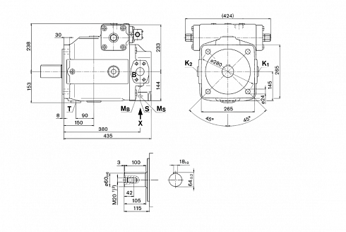 A4VS0250 A4VSO250 A4VSO Гидронасос аксиально-поршневой Bosch Rexroth  A4VSO250LR2Z/22R-PPB13N00 ( R910935388 )