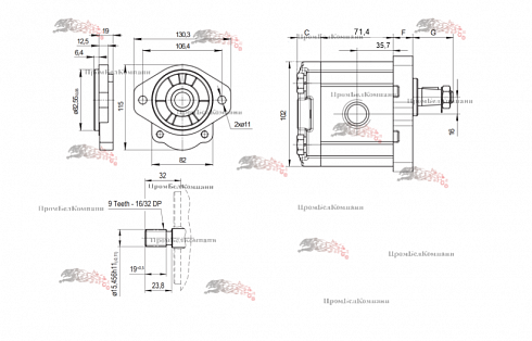GP2K20L Гидронасос шестеренный HYDROSILA GP2K20L-B231G