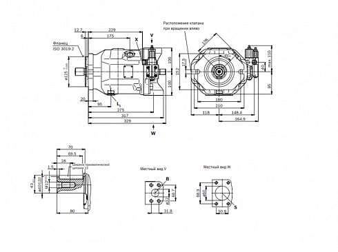 A10VSO100 A10VSO Гидронасос аксиально-поршневой Bosch Rexroth / Brueninghaus A10VSO100 DFR1/31R-PPA12N00 -SO405 (00946343)