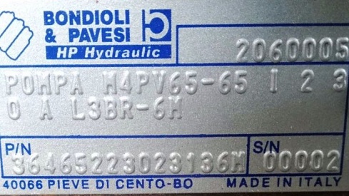 Изображение запчастей: Гидронасос Bondioli Pavesi M4PV65-65 I23OAL3BR-6M