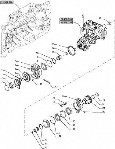 A41CT Гидронасос аксиально-поршневой Bosch Rexroth A41CT110-90EP 2127811 / R902127811 / CNH 87724314 для тракторов New Holland и Case