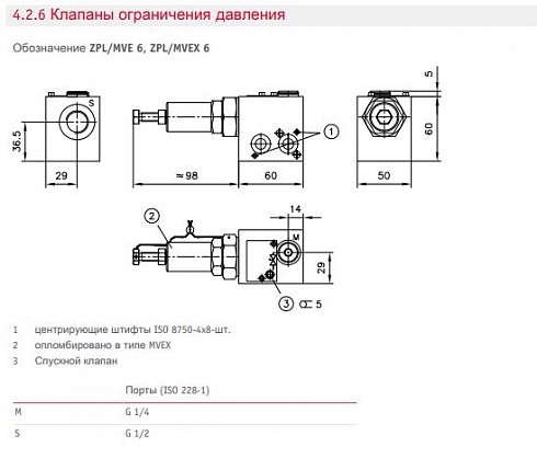ZPL/MVEX 6 Гидравлический клапан Hawe ZPL/MVEX 6 B / 320R / 2027425 /  Hawe MVEX 6B