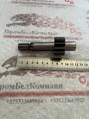 Картинка запчастей: Вал-шестерня ведущая шестеренного гидронасоса под шлиц ø 15 мм, L шлица 24 мм, z- 9, длина вала- 114 мм, шестерня ø 36 мм, z- 12, L- 19,6 мм
