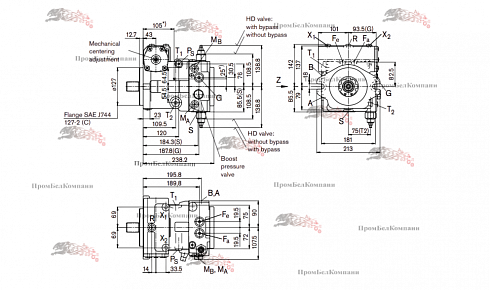 A10VG63 Гидронасос аксиально-поршневой  BOSCH REXROTH A10VG63EP3D1/10R-NSC10F025SP-S (CNR:334/D8336) R902243013 для телескопического погрузчика JCB 505-20TC / 525-60 / 525-60AG