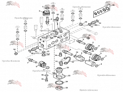 Картинка гидрораспределитель (6-функциональный клапан) john deere ah217264, ah223640, ah219057 (sauer danfoss 11006377-01) для зерноуборочного комбайна john deere 9640