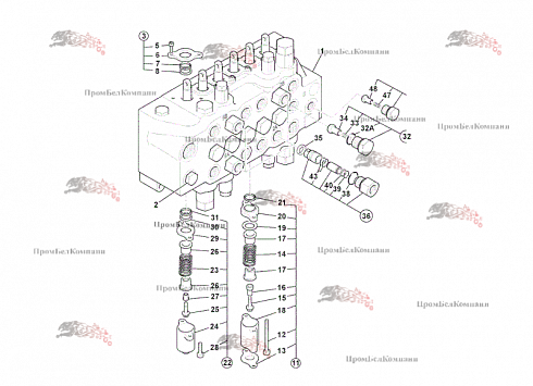 Гидрораспределитель золотниковый 6-ти секционный JCB 332/F1952 ( 332/F1953, 25/223012, 25/223013 ) для экскаваторов-погрузчиков JCB-3CX, JCB-4СХ, JCB 214Е
