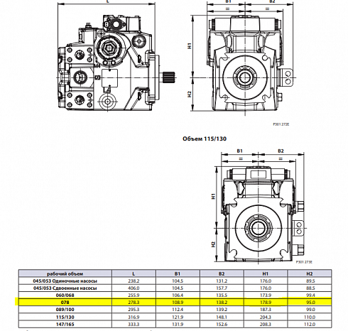 H1P078 Гидронасос аксиально-поршневой Sauer Danfoss 83023879 H1-P-078-R-A-A-C2-C2-C-F4-K-G9-H6-L-42-L-42-F-M-24-P2-NNN-D4F ( H1P078RAAC2C2CF4KG9H6L42L42FM24P2NNND4F ) 