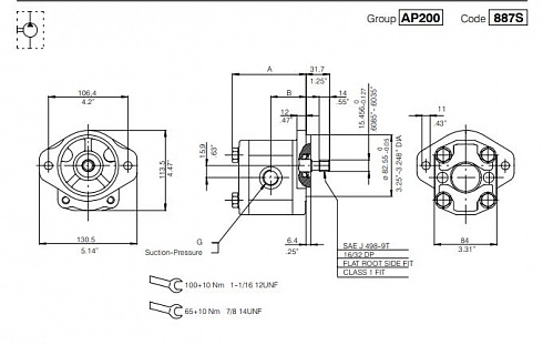 AP200/15 Гидронасос шестеренный Bucher AP200/15 S 8687-S ( 200102586311 ) 200.1025.863.11