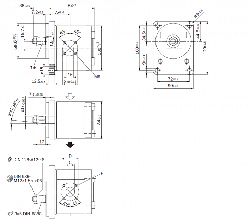 AZPF-11-011 Гидронасос шестеренный BOSCH REXROTH AZPF-11-011LCB20MB ( 0 510 520 309 / 0510520309 ) для New Holland 135, 140, 153, 1500, 1520, 1530, 1545