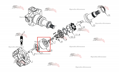 A6VM115 Блок цилиндров для гидромотора Bosch Rexroth A6VM115EP100P000A/71AWV0D4A11CV-Y (R902200241) / JCB 332/M7242