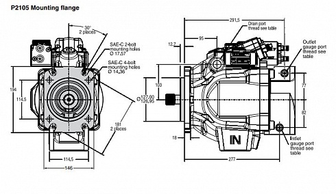 P2105 Гидронасос аксиально-поршневой Parker P2105R00C1C19LA20N00S1A1U