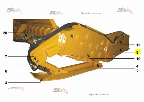 Изображение запчастей: Боковой подборщик справа 21-M11-006-050 для свеклопогрузчика Franz Kleine (Кляйн) RL 200 SF Mouse (Мышка)