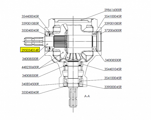 Шлицевой вал Bondioli & Pavesi 295034014R ( 4081320 )  1.3/8" для редуктора S2100230R110