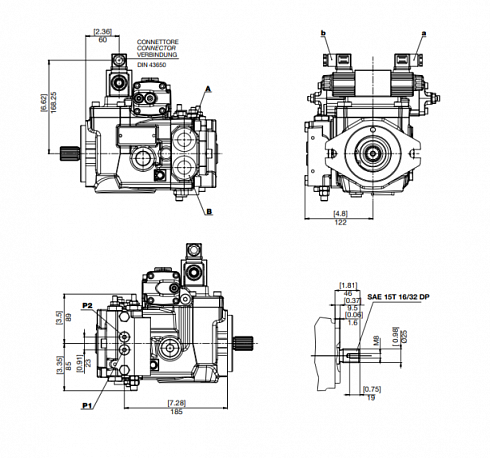 Гидронасос JCB 332/V6077 ( 332V6077 ) M4PV50-37D137AR3BH-195 для JCB 515-40, JCB 515-30