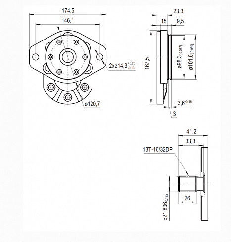 Гидронасос шестеренный HYDROSILA GP3K56L-B533W ( аналоги: HPGPA356S29N8N7BOO, КВС-5-0614340) для комбайна КВК-800