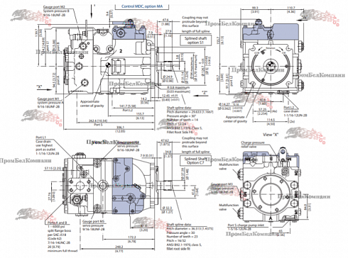 Изображение гидронасос аксиально-поршневой sauer danfoss 90r075ep6z6p3s1e03edc4545clb 017 (9521616)  гидронасосы