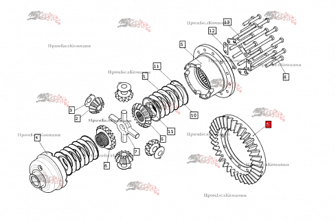 Колесо зубчатое (шестерня ведомая) 342.05.01.073 Z=39 для Амкодор 332В; 332С4; 342; 342В; 342С-03; 342С4; 342Р; 352; 352Л; 352С; 352С-02