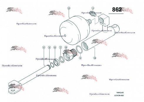 Гидроцилиндр 0040749.0 / 00407490 / 0000407490 / 407490 в сборе c пневмогидроаккумулятором Hydac SBO210-0,5E2/112U-210FT110 для Claas Lexion 600