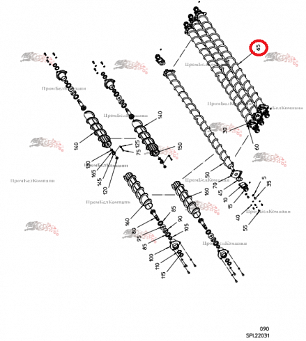 Спиральный валец 101.01977 для свеклоуборочного комбайна Grimme Rexor 620/630