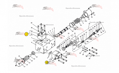 Клапан предохранительный (обратный) РГС 25-12.01.500 ( РГС-25.12.01.500 ) для Амкодор 332С4, 332С4-01, 342В, 342С4, 342Р, 352С, 352С-02, 330СЕ