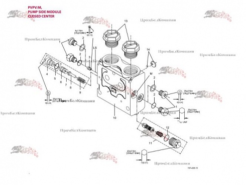 Комплектующие напорной секции SAUER DANFOSS 157B5940 PVPVM 155L6388 / 684X2120 / 155B8320 / 155L5150 / 633B1818 / 155L5377 / 155L5157 / 155L5376 / 155L5217 / 633B0293 / 633X0069 / 157B5999 гидрораспределителя PVG32