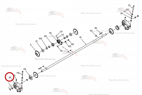Редуктор скребкового дна B92.04523 для свеклоуборочного комбайна Grimme Rexor 620/630