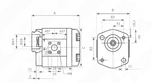 AZPG-11-022 Гидронасос шестеренный  BOSCH REXROTH 1517 222 316 ( AZPG-11-022RNM20MB ) для вилочных погрузчиков