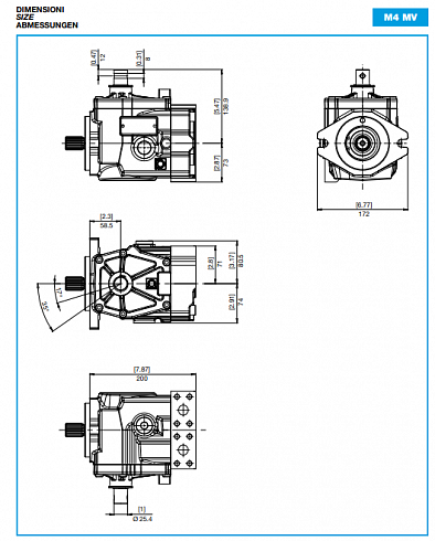 M4MV65 Гидромотор аксиально-поршневой Bondioli &Pavesi M4MV65-68/28 E B 3 B 3 VRC-2F ( 36668281733282F ) для Kaweco KW25-27