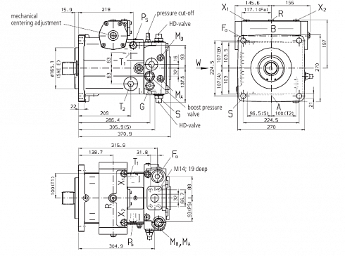 A4VG180 Гидронасос аксиально-поршневой Bosch Rexroth Brueninghaus Hydromatik  A4VG180EP2D1/32R-NFD02F021S-S ( R902026049, 2026049 )