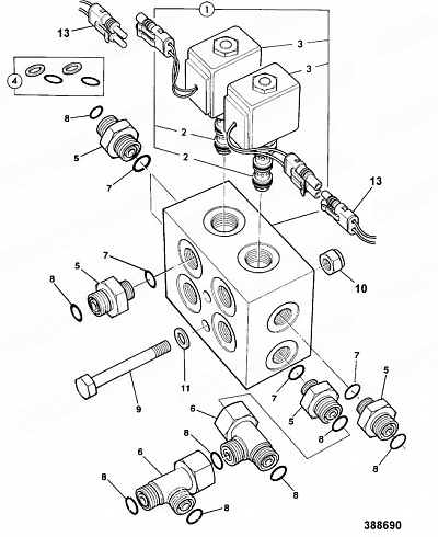 Изображение клапан гидравлический jcb 25/220940 (25220940) 2 соленоида / bxp12114-10 c для jcb 8010, jcb 8014, jcb 8016, jcb 8018