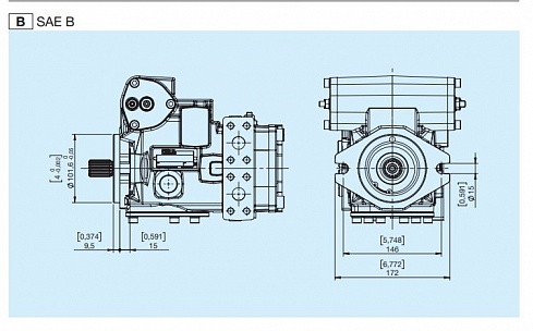 HPP4046 / 2193214 Гидронасос аксиально-поршневой Bondioli&Pavesi MULTIPLA HPP4046RB1GKOVXP-189 + HPP4046RB0GKO3EXP-203 ( HPP4046RB1GKOVXI06 +  HPP4046RB1GKOVXI06 )  + гидронасос шестеренный Bondioli&Pavesi 2192714 16 HPLPA331DZ9N7N6V00 для Амкодор 211