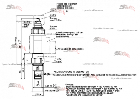 DB10PY Сердечник ( электромагнитный клапан ) Hydac DB10PY-01-C-N-330V-0 ( 3902396 )