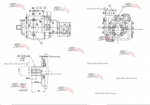 Изображение тандемированний насос pvh 112/mh1 r1d1aa1f16ab gp20n-3r2.5aa4a n (кзк-12-0601400) для кзр-10, кзс-1218, кзс-10к
