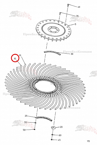 Зубец 1500 слева изогнутый 032.02587 для свеклоуборочного комбайна Grimme Rexor 620/630