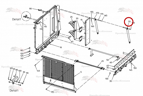 Гидроцилиндр (цилиндр двойного действия) 092.02222 для свеклоуборочного комбайна Grimme Rexor 620/630