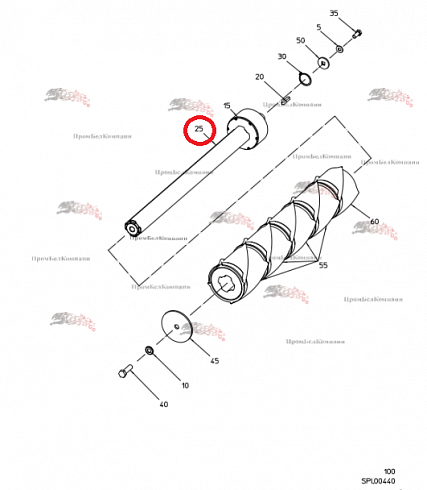 Профильный вал 100.93712 для свеклоуборочного комбайна Grimme Rexor 620/630