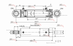 Картинка запчастей: Гидроцилиндр отвала экскаватора EW-1400A, ЭО-3323, ЕК-18, ЕК-12 КГЦ 340А.100-63-280 (КГЦ 340.100-63-280)