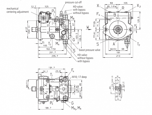 A4VG40 Гидронасос аксиально-поршневой Bosch Rexroth AA4VG40DA1D3R/32R-NUCXXF015SP-S / R902248147 (334/T4448) для погрузчика JCB 403