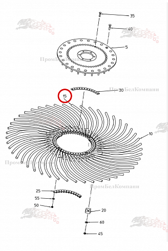 Зубец 1500 справа изогнутый с выступами 032.02726 для свеклоуборочного комбайна Grimme Rexor 620/630