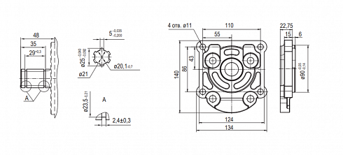 GP2.5K32/2K10R Гидронасос шестеренный Hydrosila двухсекционный (2-ух секционный)  GP2.5K32/2K10R-A203AA-TS