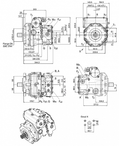 A4VG145 Гидронасос аксиально-поршневой Rexroth/Massey Ferguson A4VG145EP1DP000/40MLND6XX1FB2S4AF00-S (R902192913, CNR: 7061388M1 ) для Massey Ferguson 9380 