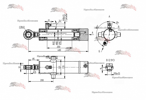 Изображение гидроцилиндр кгц 732.80-40-200т для погрузчика амкодор