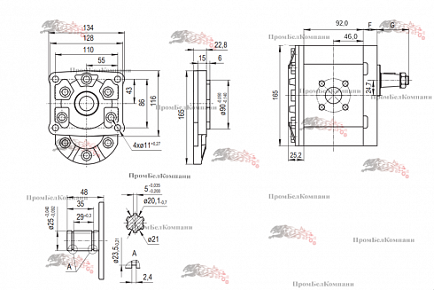 GP3K36R Гидронасос шестеренный HYDROSILA GP3K36R-A204W